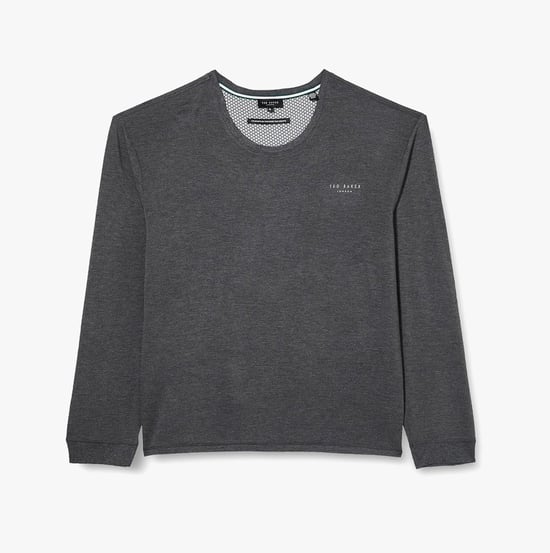 Ted Baker Lange Mouwen Pyjama Top | Ademend Casual Heren T-shirt met Lange Mouwen - Antraciet - Image 3