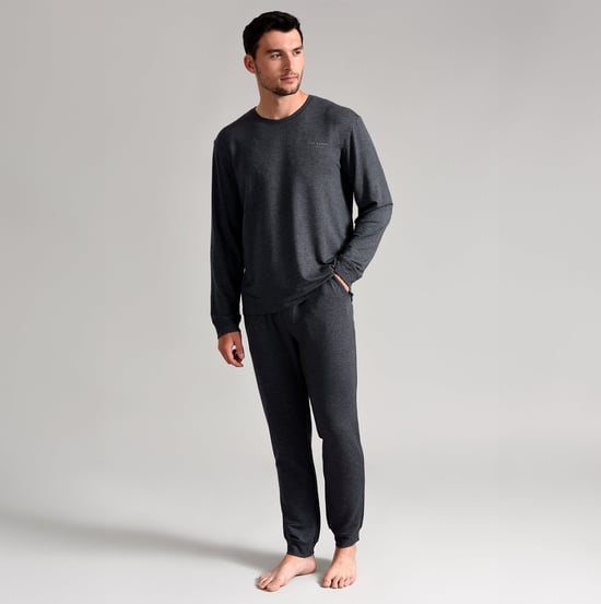 Ted Baker Lange Mouwen Pyjama Top | Ademend Casual Heren T-shirt met Lange Mouwen - Antraciet - Image 4