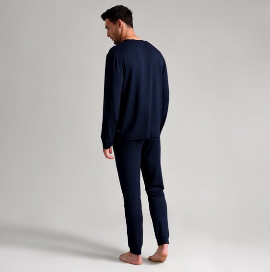 Heren Ted Baker Pyjama Broeken | Ademend Casual Lange Pyjama Joggingbroeken met Zakken - Marineblauw - Image 3