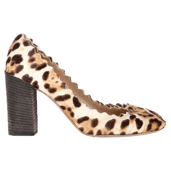 Chloé Leopard Scallop Pumps in Brown Pony Hair - Image 1
