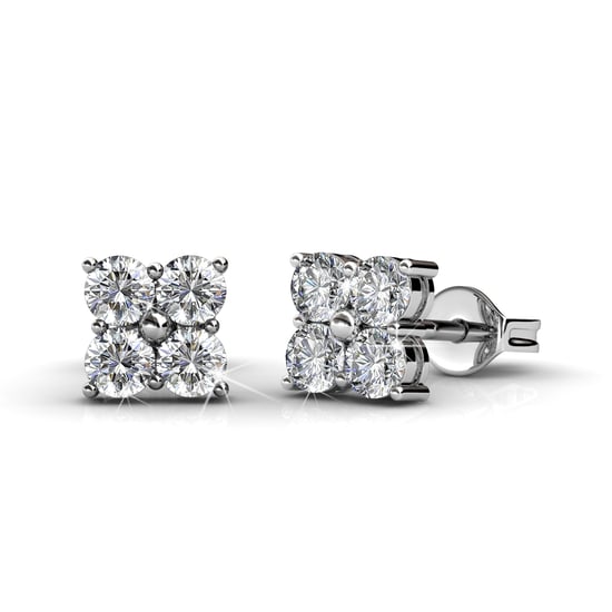 Leuke vierkante oorbellen - zilver en kristal - Image 1