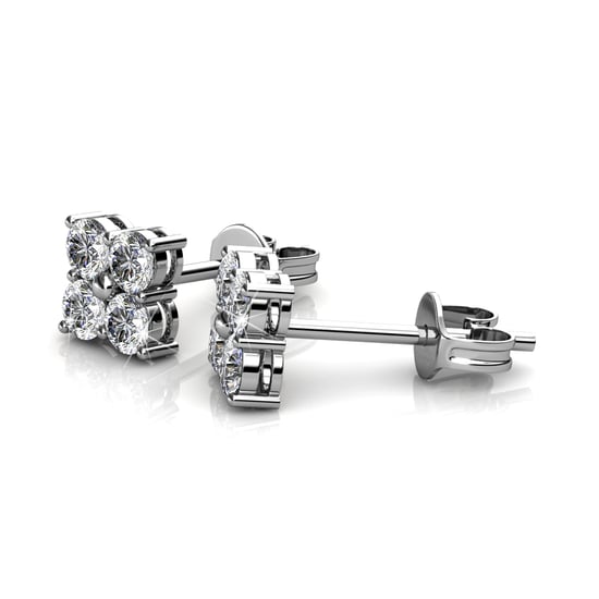 Leuke vierkante oorbellen - zilver en kristal - Image 2