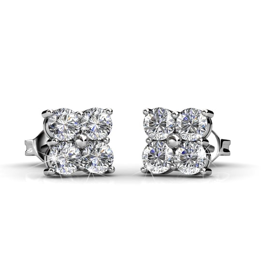 Leuke vierkante oorbellen - zilver en kristal - Image 3