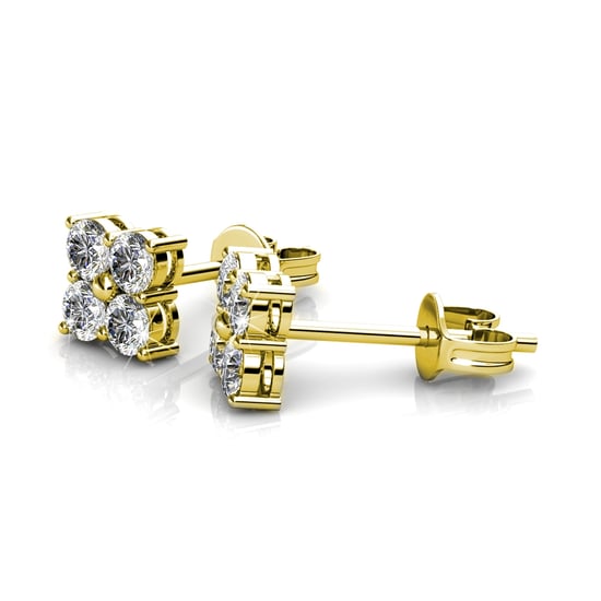 Leuke vierkante oorbellen - goud en kristal - Image 2