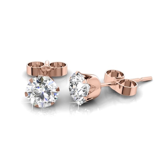 Solitaire L-oorbellen - Roségoud en kristal - Image 3