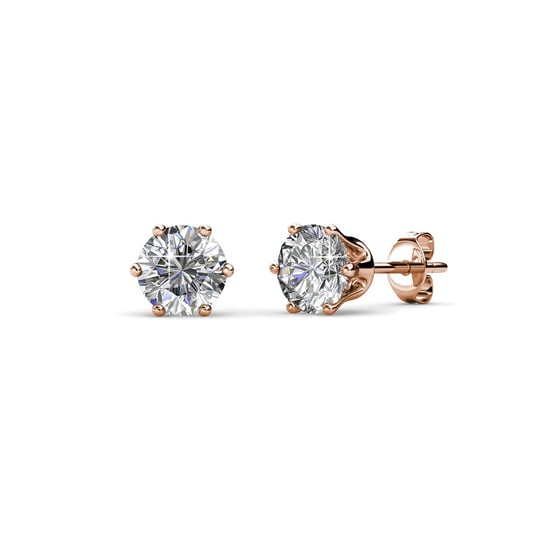 Solitaire S oorbellen - Roségoud en kristal - Image 1