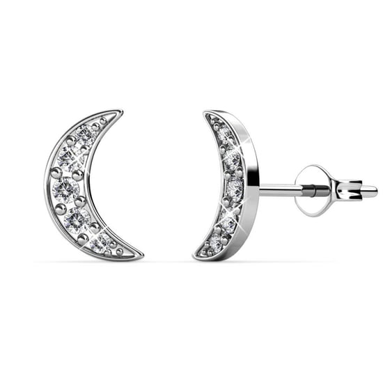 Halve maan oorbellen - zilver en kristal - Image 1