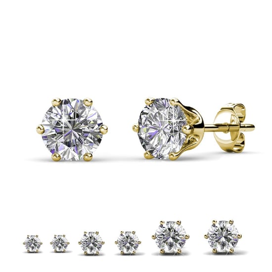 Solitaire M oorbellen - goud en kristal - Image 1