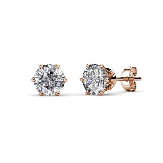 Solitaire M oorbellen - roségoud en kristal - Image 1