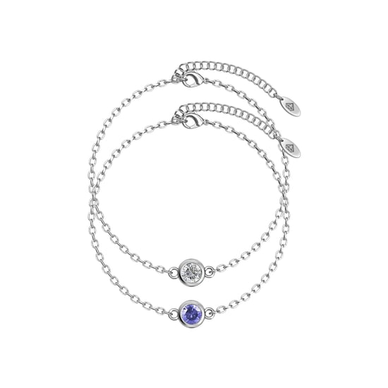 Geboortesteen armbanden - Zilver, kristal en paars - Image 1