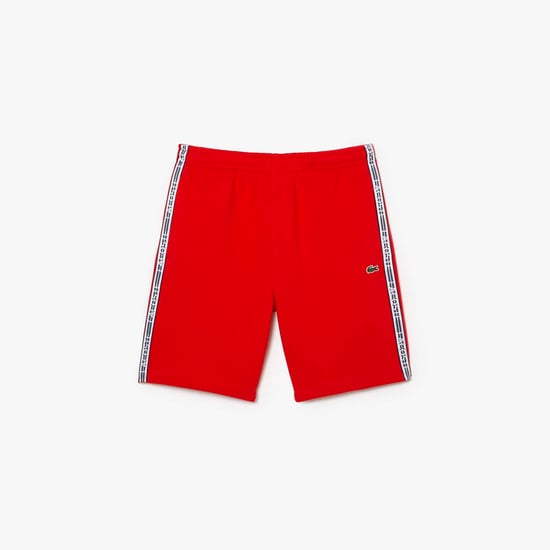 Heren Lacoste Katoenen Flanellen Jogger Shorts in Oranje - Image 1