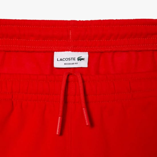 Heren Lacoste Katoenen Flanellen Jogger Shorts in Oranje - Image 2