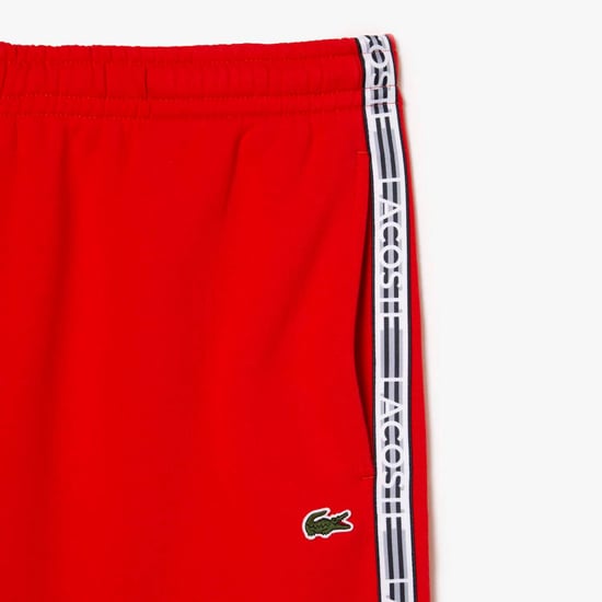 Heren Lacoste Katoenen Flanellen Jogger Shorts in Oranje - Image 3