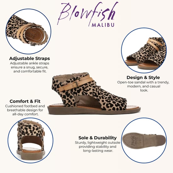 Blowfish Malibu Dames Bruine Luipaard Strappy Lage Wedgesandalen - Denver - Image 2