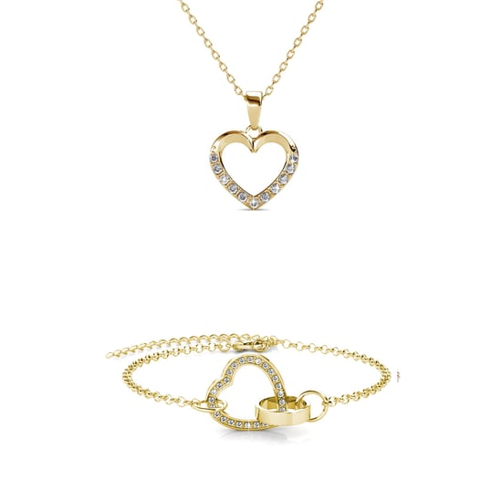 Locked Heart Necklace Sets - Goud en Kristal - Image 1