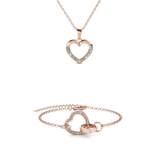 Locked Heart Necklace Sets - Roségoud en kristal - Image 1