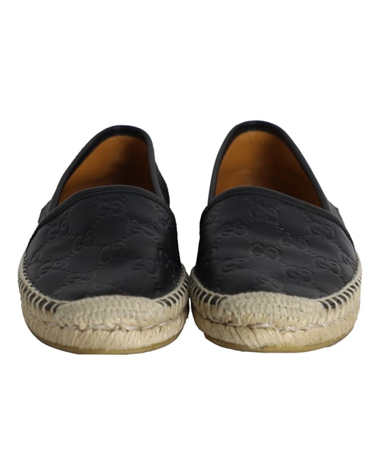 Gucci Guccissima Signature Espadrille Flats in Black Leather - Image 2