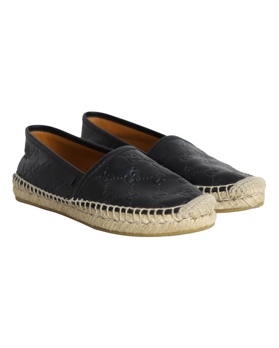 Gucci Guccissima Signature Espadrille Flats in Black Leather - Image 3
