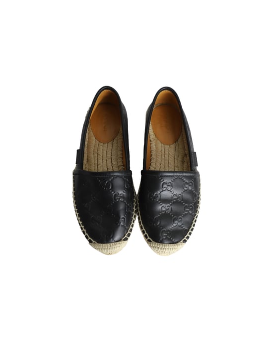 Gucci Guccissima Signature Espadrille Flats in Black Leather - Image 5