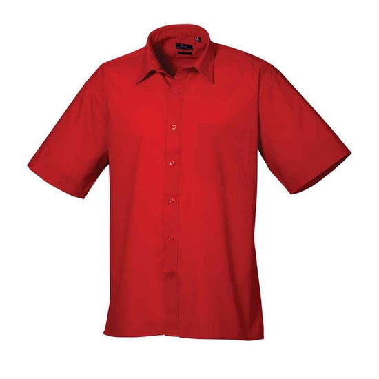 Premier Heren Poplin overhemd met korte mouwen (Rood) - Image 1