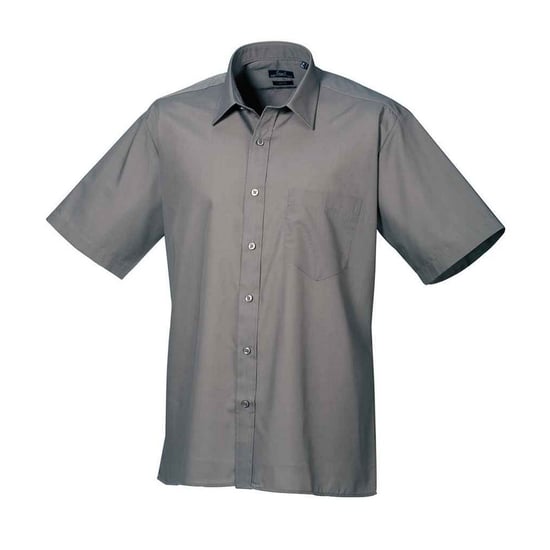 Premier Heren Poplin overhemd met korte mouwen (Donkergrijs) - Image 1