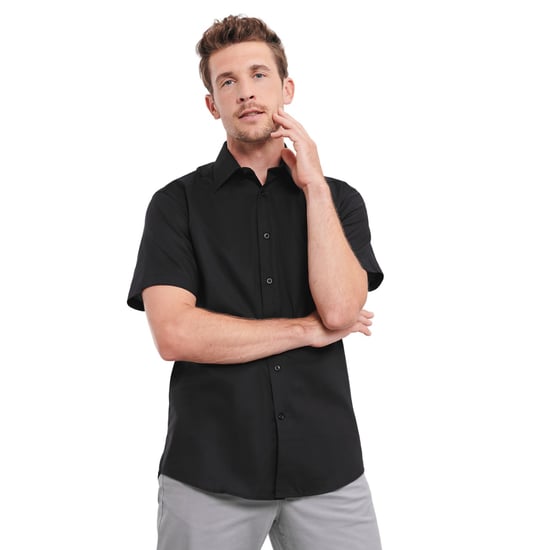 Russell Collection Heren Oxford Easy-Care Tailored Shirt (Zwart) - Image 2