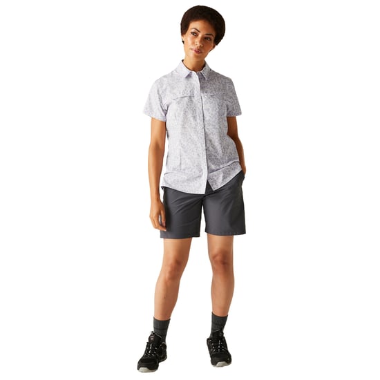 Regatta Dames/Dames Travel Meadow Bloemen Packaway Shirt met Korte Mouw (Lila hint) - Image 3