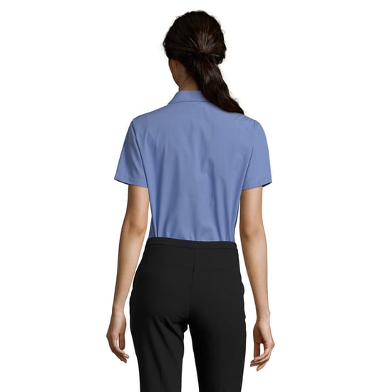 SOLS Dames/Dames Escape Poplin Business Shirt met korte mouwen (Middenblauw) - Image 2