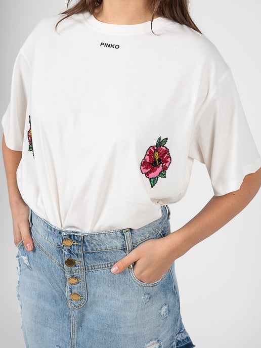 Pinko T-shirt Toccante Vrouw Wit - Image 4