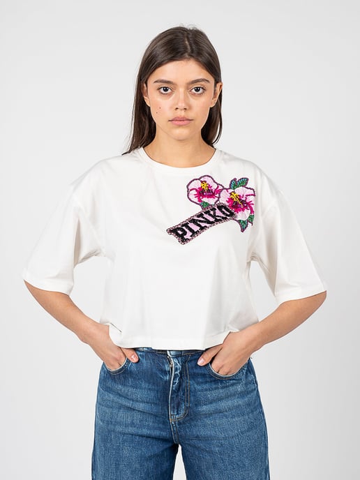Pinko T-Shirt Titolato Vrouw Wit - Image 3