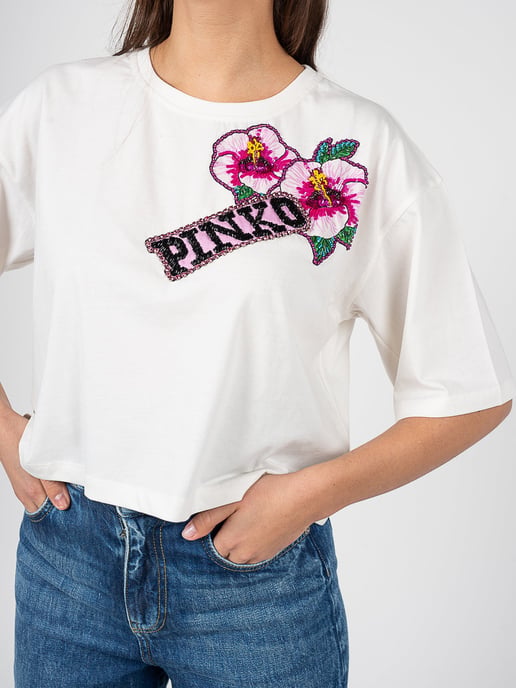 Pinko T-Shirt Titolato Vrouw Wit - Image 4