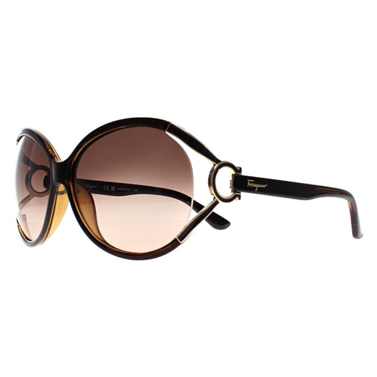 Salvatore Ferragamo Ronde Dames Donkerbruin Bruin Grijs Kleurverloop SF600S - Image 3