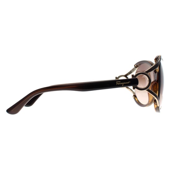 Salvatore Ferragamo Ronde Dames Donkerbruin Bruin Grijs Kleurverloop SF600S - Image 4