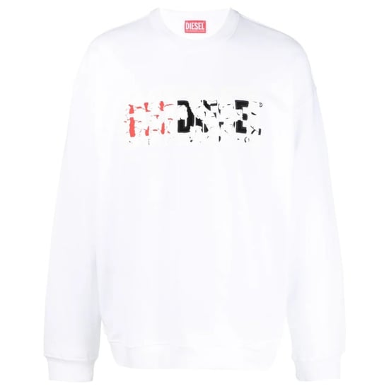 Diesel dubbel vernietigd logo wit sweatshirt - Image 1