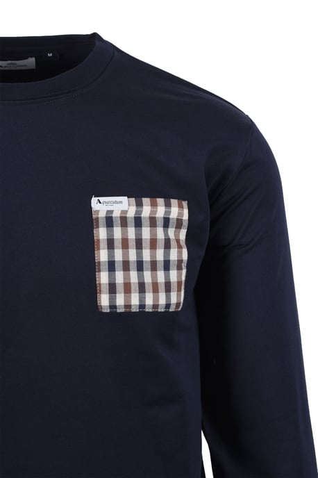 Aquascutum Iconische Pocket Crew Neck Sweatshirt Marineblauw - Image 2