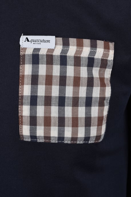 Aquascutum Iconische Pocket Crew Neck Sweatshirt Marineblauw - Image 4