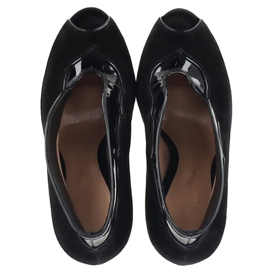 Gianvito Rossi Vamp Peep-Toe Enkellaarsjes in Zwarte Suède en Leer - Image 3