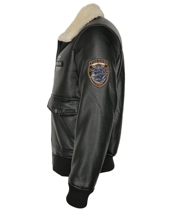 Top Gun imitatieleren jas TG20213035 met imitatiebontkraag - Image 3