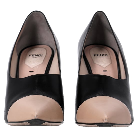 Fendi Puntige Hakken in Zwart en Nude Leer - Image 3