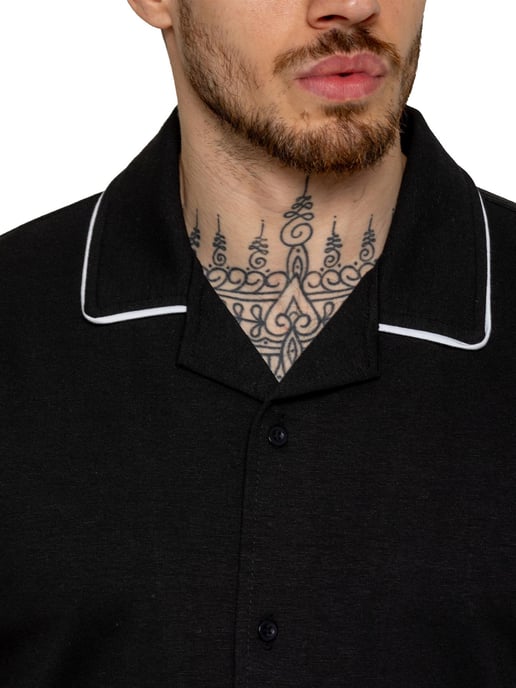 Enzo | Heren Korte Mouw Piping Shirt - Image 3
