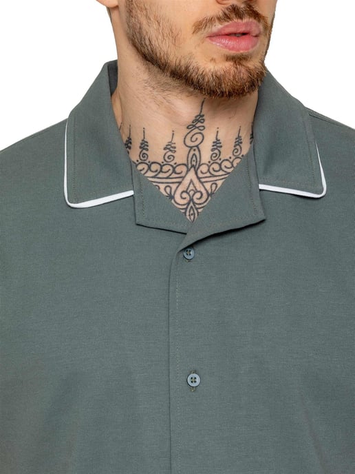 Enzo | Heren Korte Mouw Piping Shirt - Image 2