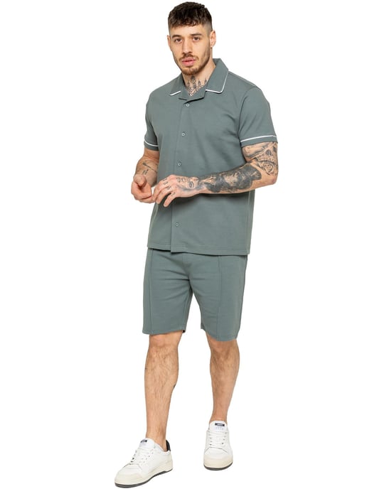 Enzo | Heren Korte Mouw Piping Shirt - Image 3