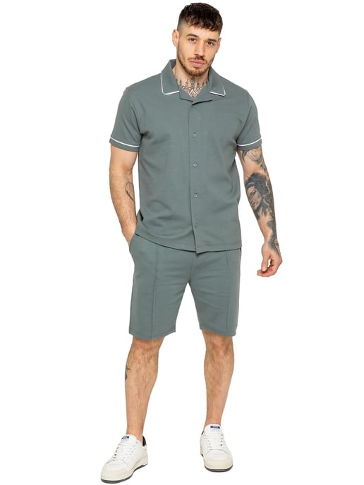 Enzo | Heren Korte Mouw Piping Shirt - Image 5