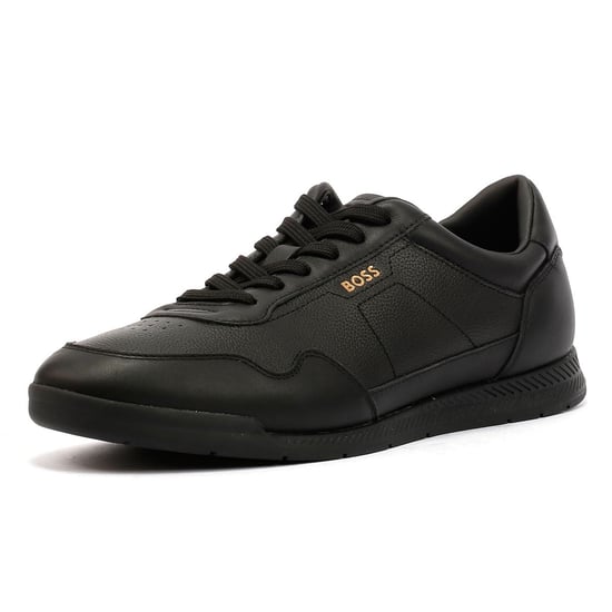 Boss Titanium Leren Heren Sneakers Zwart - Image 4