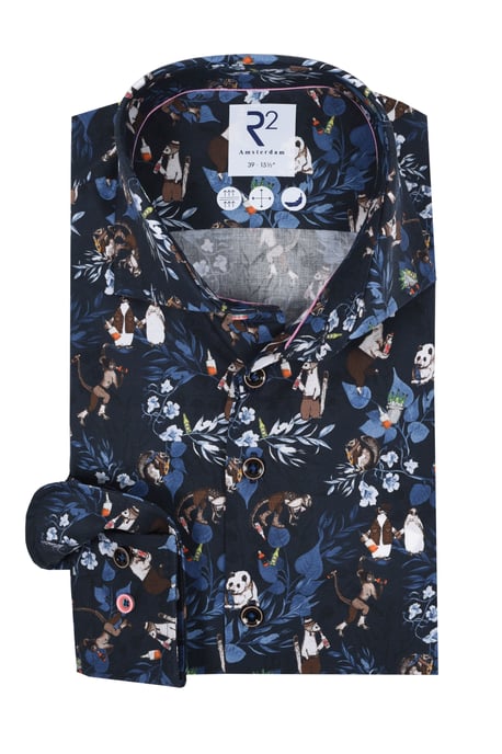 R2 Animal Print Shirt Navy - Image 1