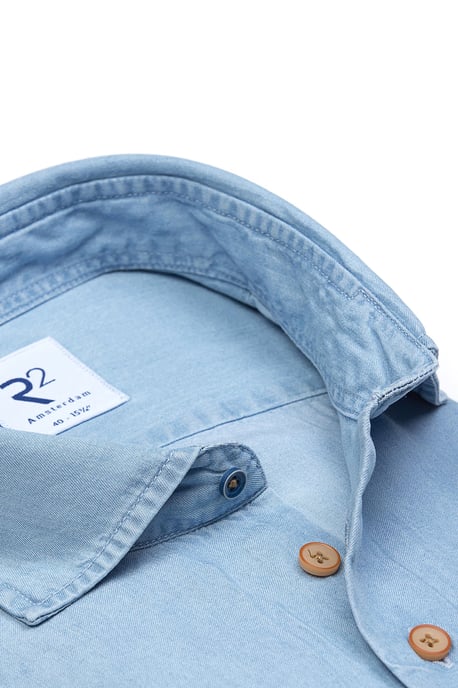 R2 Casual Soft Collar Shirt Light Denim - Image 2