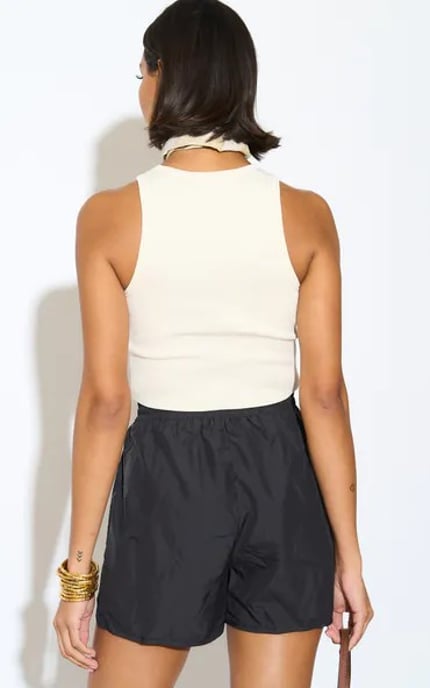 Zwarte elastische short met hoge taille - Image 4