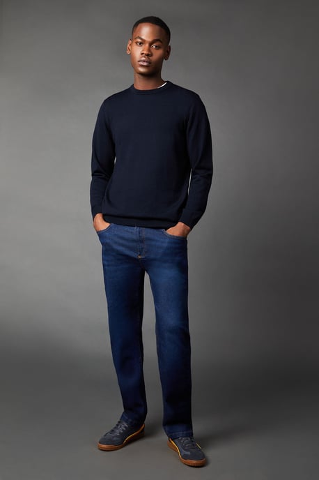 Indigo Stretch Straight Fit Jeans - Image 1