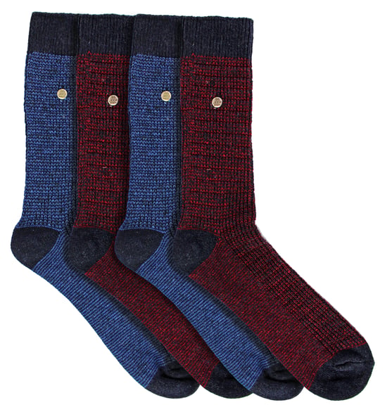 4-pack Heren Katoenen Dress Socks | Spirit Square Geweven Sokken - Image 3