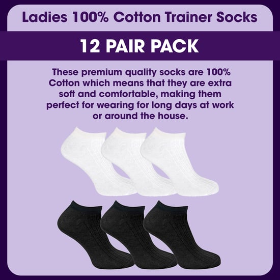 12 Pack Dames 100% Katoenen Sneakersokken - Image 3